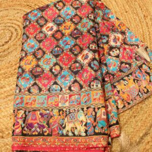 Patola Position Print Zari Woven Crepe Designer Saree