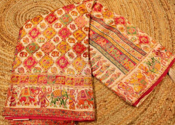 Patola Position Print Zari Woven Crepe Designer Saree - Image 2