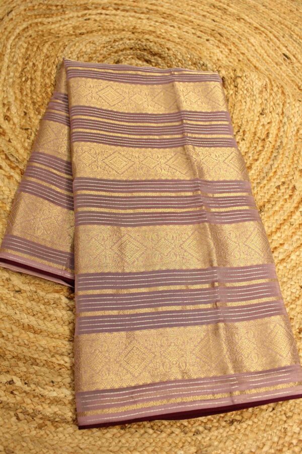 Golden Zari Horizontal Stripes Designer Saree