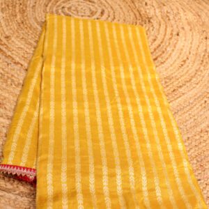 Mustard and Red Vertical Zari Stripes Designer Saree
