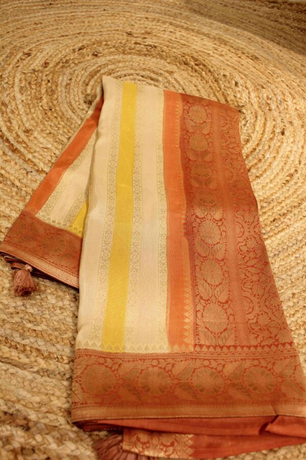 Vertical Colour and Zari Stripes Designer Saree