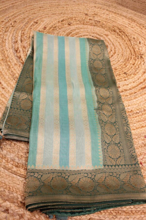 Vertical Colour and Zari Stripes Designer Saree - Image 2