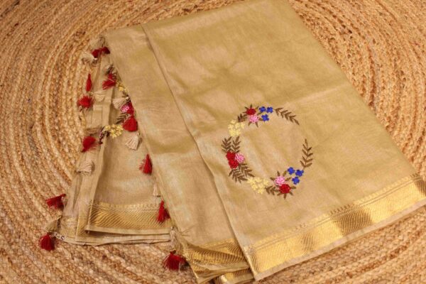 Linen Hand Embroidery Saree