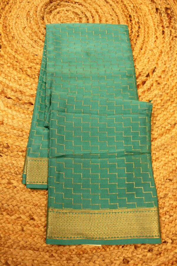 Firozi Geometrical Zari Pure Mysore Silk Saree