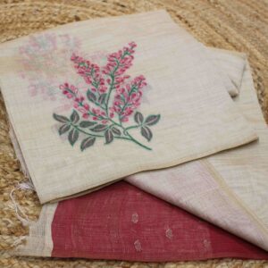 Chikku and Pink Muga Cotton Saree