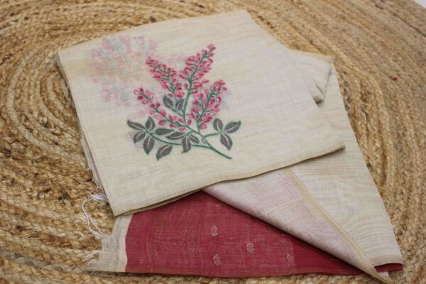 Chikku and Pink Muga Cotton Saree