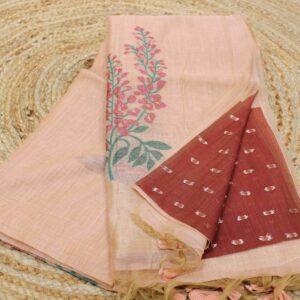 Floral Weaving Muga Cotton Saree
