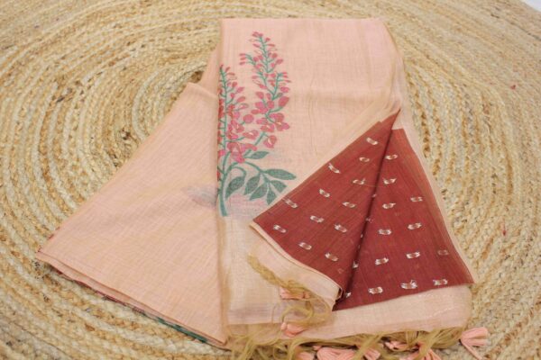 Floral Weaving Muga Cotton Saree
