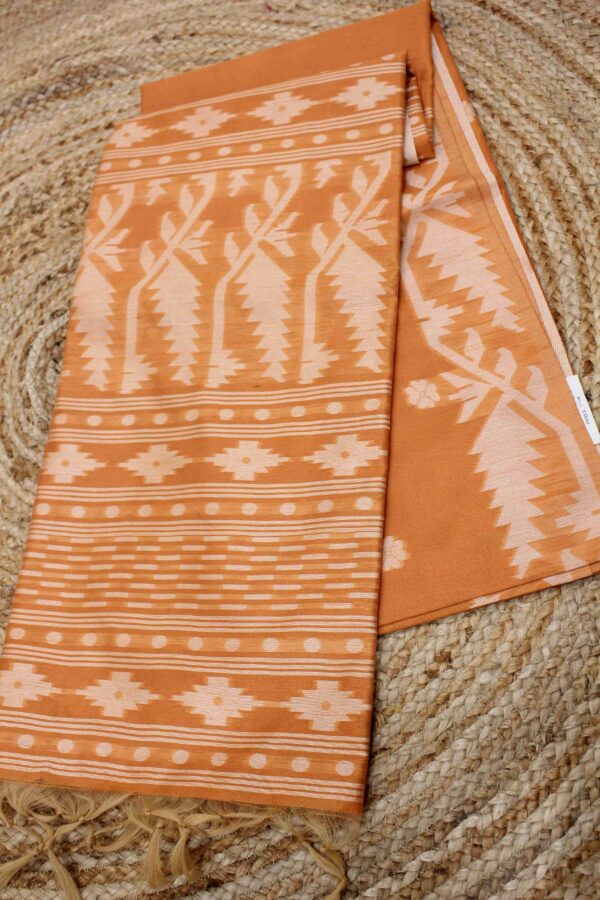 Floral Butta Semi Raw Silk Saree - Image 3