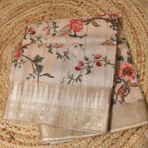 Floral Jaal Printed Blended Tussar Saree
