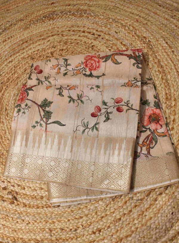 Floral Jaal Printed Blended Tussar Saree
