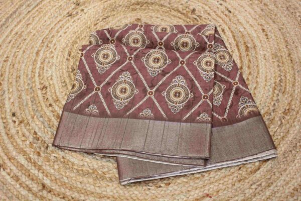 Brown Printed Fancy Saree