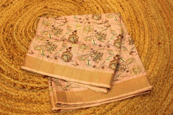 Pink & Brown Printed Fancy Saree
