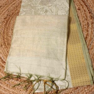 Kalamkari Print with Kantha work Fancy Saree