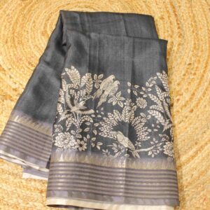 Black Printed Border Fancy Saree