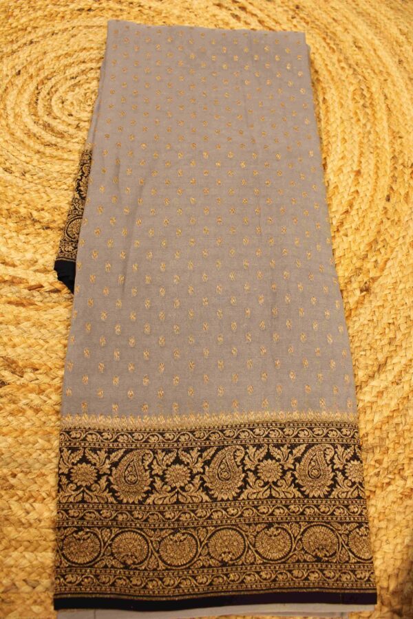 Grey & Black Pure Khaddi Georgette Saree
