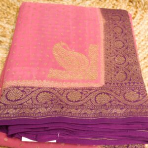 Pink & Purple Pure Crepe Saree