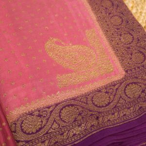 Alternative view of Pink & Purple Pure Crepe Saree