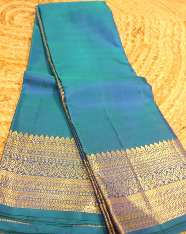 Peacock Blue Rich Pallu & Blouse Pure Kanchipuram Saree