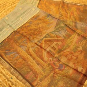 Alternative view of Green& Chickoo Floral Buttas Baluchari Silk Saree