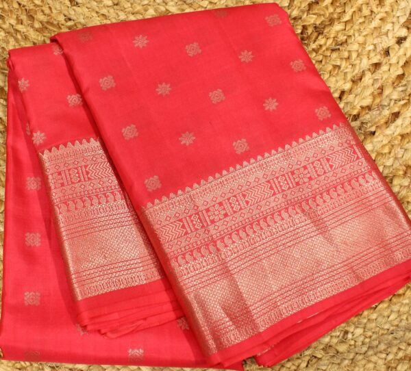 Pink with Buttas Pure Kanchi Silk Saree - Image 2