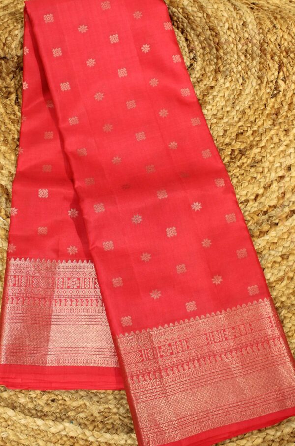 Pink with Buttas Pure Kanchi Silk Saree - Image 3