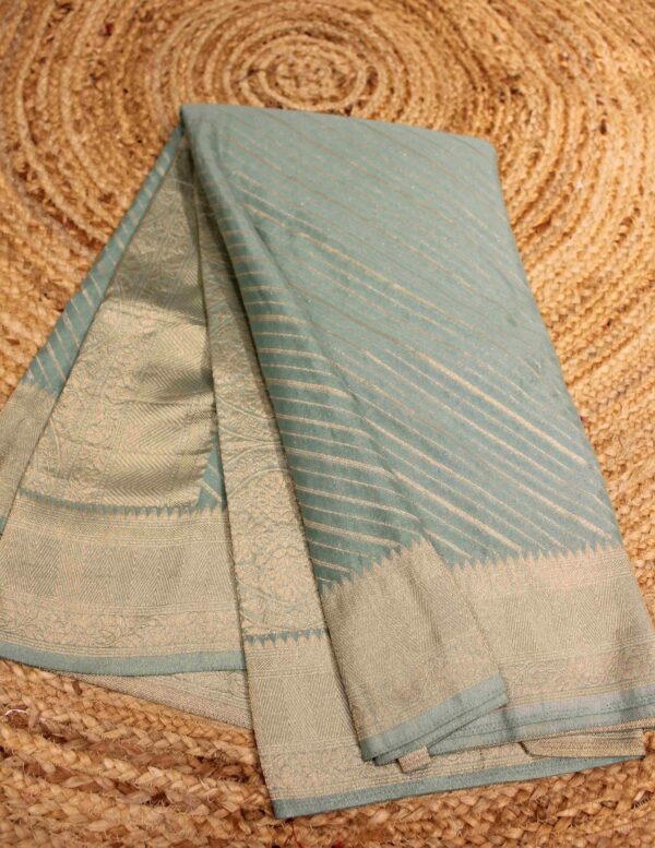 Diagonal Zari Stripes Georgette Saree - Image 3