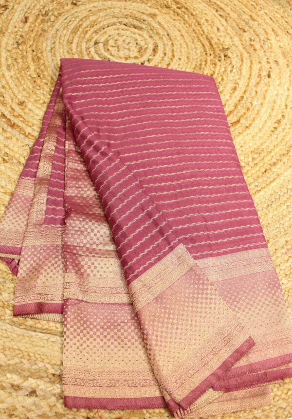 Horizontal Zari Stripes Georgette Saree