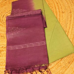 Olive Green & Purple Semi Tussar Saree