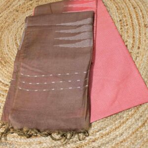 Kankambara & Brown Semi Tussar Saree