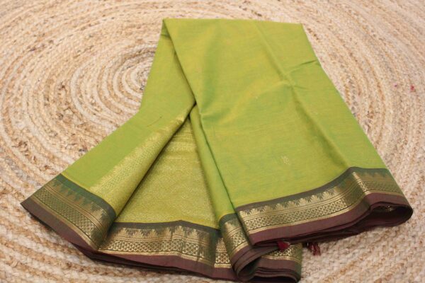 Green & Brown Pure Handloom Kanchi Cotton Saree