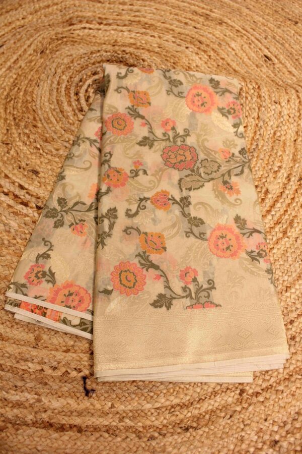 Golden Zari Jaal with Meenakari Tissue Saree