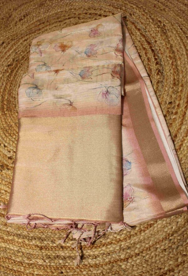 Floral Printed Tissue Saree - Image 2