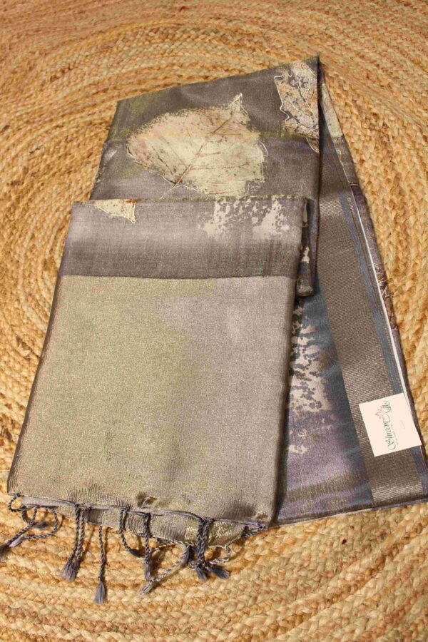 Leaf Print Crush Tissue Saree