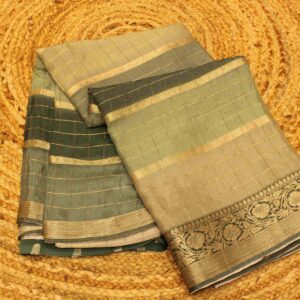 Horizontal zari lines with zari border crepe saree