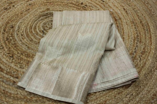 Zari Woven Buttas with Zari Border Tussar Saree - Image 2