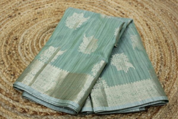 Zari Woven Buttas with Zari Border Tussar Saree - Image 3