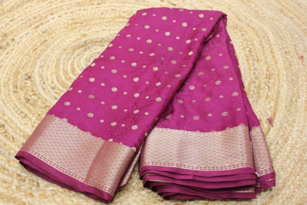 Self Embossed with zari buttas semi silk saree - Image 2