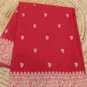 Red Zari butta with big border and rich pallu Assam Silk Saree