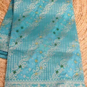 Zari Woven Diagonal Jaal with Meenakari Semi Banaras Saree