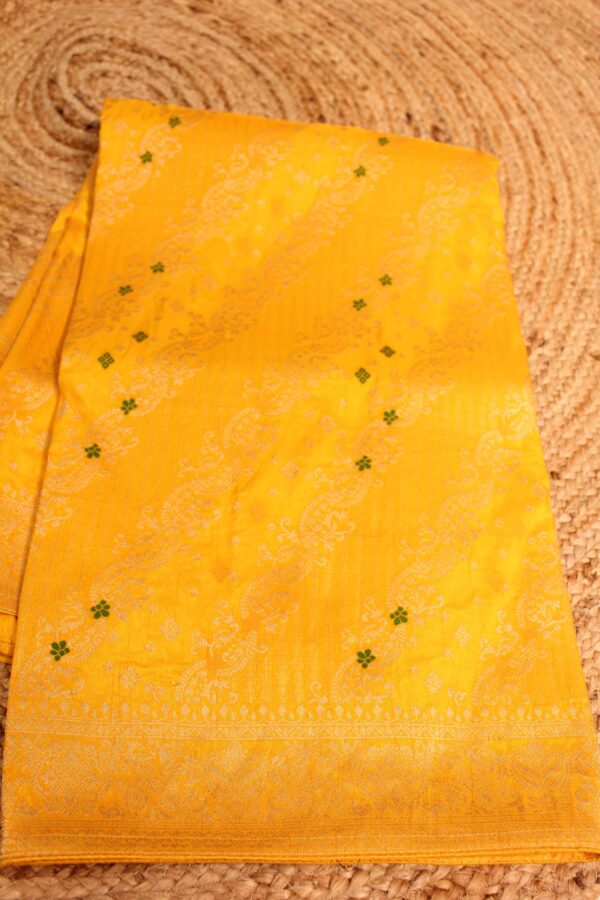 Zari Woven Diagonal Jaal with Meenakari Semi Banaras Saree - Image 3
