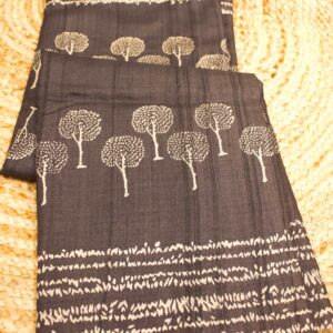 Black Printed Pure Tussar Saree