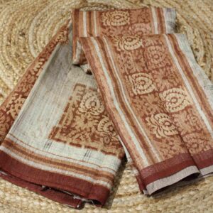 Geometrical prints Matka Tussar Saree