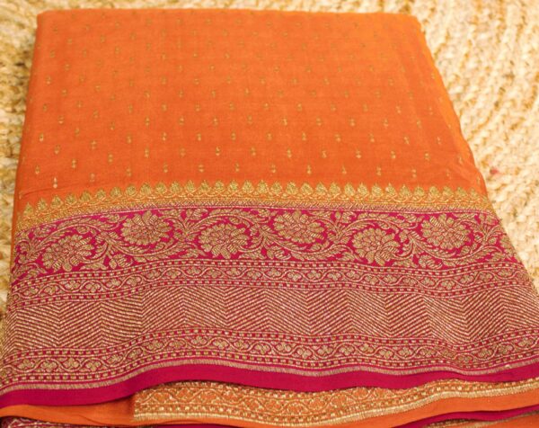 Diamond Buttas 3D Pure Crepe Banaras Saree