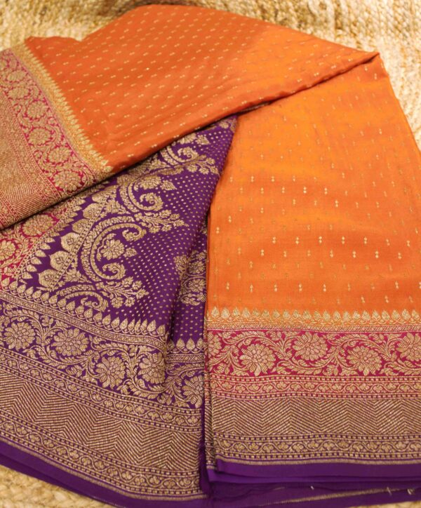 Diamond Buttas 3D Pure Crepe Banaras Saree - Image 3