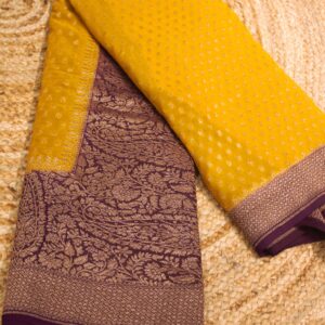 Floral Buttas with Mango Motifs Big Border Pure Khaddi Georgette Saree