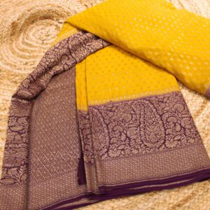 Alternative view of Floral Buttas with Mango Motifs Big Border Pure Khaddi Georgette Saree