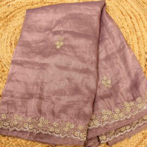 Pearl & Zircon Floral Motif Designer Saree