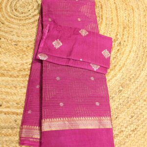 Zari Small Checks and Buttas with Bentex Border Semi Silk Saree