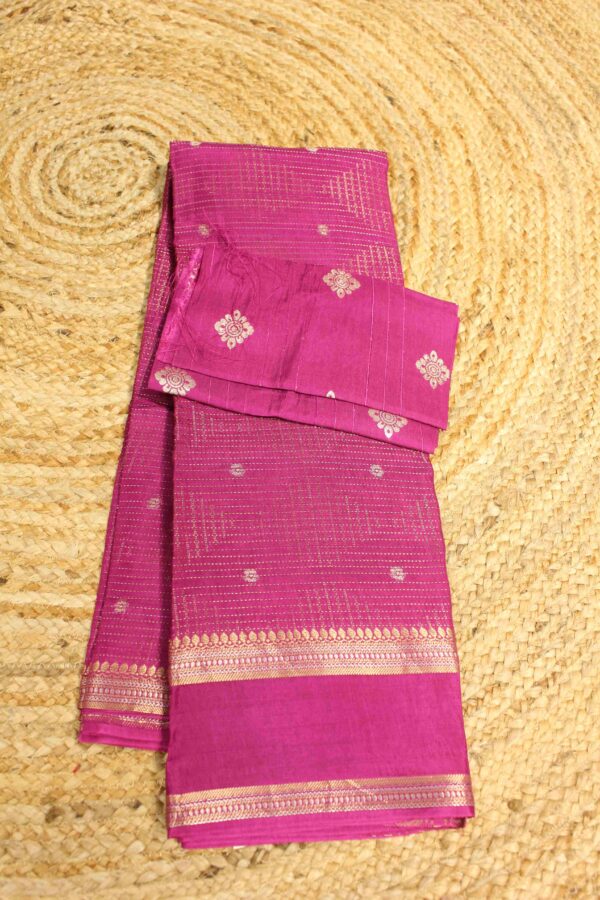 Zari Small Checks and Buttas with Bentex Border Semi Silk Saree
